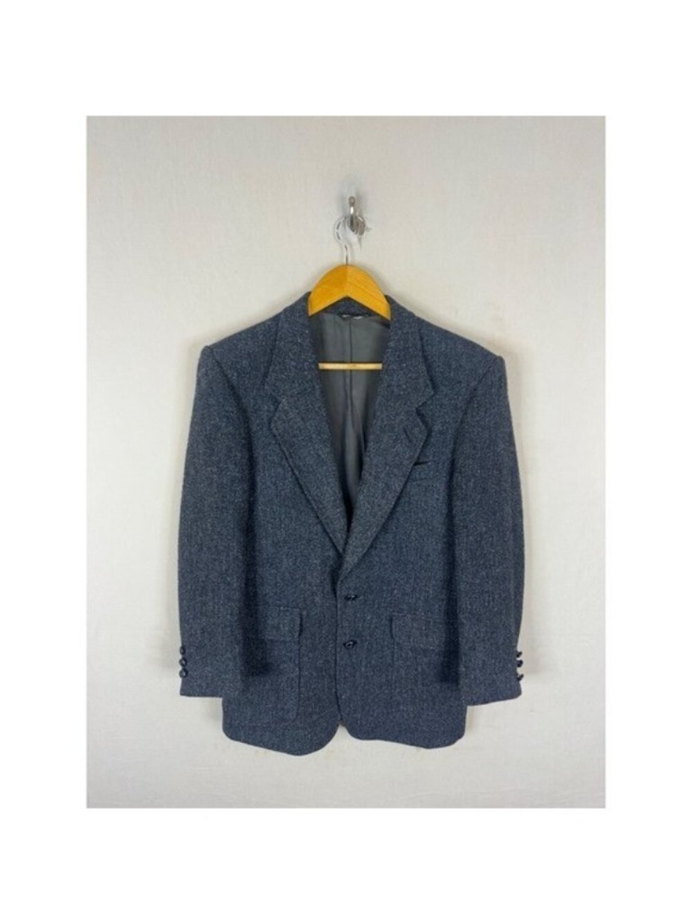 Harris Tweed Wool Blazer Blue Grey Salt Pepper Sport Coat 36R Reg Scottish